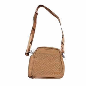 Lug Flapper Tan Gold RFID Quilted Mini Crossbody Bag